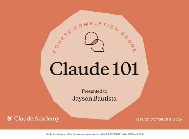 Original course badge for Claude 101