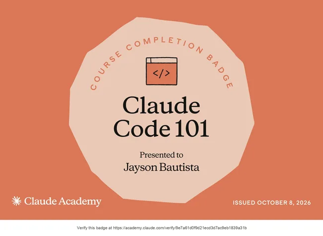Original course badge for Claude Code 101