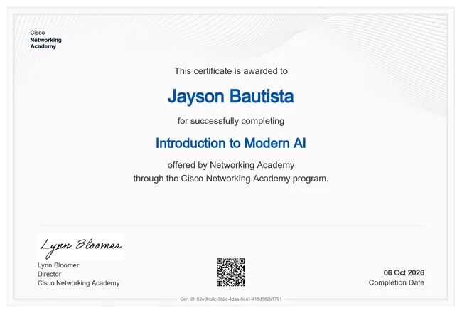 Original course completion for Introduction to Modern AI